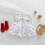 【66-90cm】ワンピース ベビー服 女の子 総柄さくらんぼ