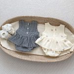 【66-100cm】セットアップ ベビー 刺繍 チェック ノースリーブ - 画像 (3)