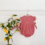 【66-90cm】ロンパース ベビー イチゴ柄 チェック リボン - 画像 (5)