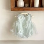 【73-90cm】ドレスロンパース ベビー おしゃれ ふんわりチュール