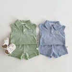 【73-100cm】セットアップ ベビー ポロネック ノースリーブ - 画像 (2)