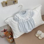 【66-90cm】ロンパース ベビー 女の子 二重レースパフスリーブ - 画像 (6)