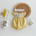 【66-90cm】ロンパース ベビー 花柄 刺繍 フリルデザイン - 画像 (4)