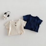 【66-90cm】カバーオール ベビー 半袖 無地 ナチュラル - 画像 (6)
