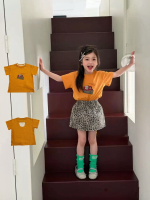 【90-140cm】半袖Ｔシャツorショートパンツ 女の子 カートゥーン レオパード