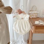 【66-90cm】ロンパース  ベビー ノースリーブ くま刺繍 - 画像 (3)