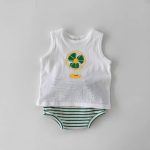 【66-100cm】セットアップ ベビー 可愛い ベスト＆ボーダーショートパンツ - 画像 (5)