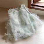【73-90cm】ドレスロンパース ベビー おしゃれ ふんわりチュール - 画像 (4)