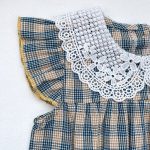 【66-90cm】ロンパース ベビー 肩フリル レース 丸襟 チェック - 画像 (8)