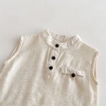 【73-100cm】セットアップ トップス＆ショートパンツ 無地 ノースリーブ - 画像 (8)