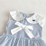 【73-100cm】ワンピース ベビー 女の子 ストライプ リボン付き - 画像 (9)