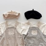 【66-90cm】セットアップ ベビー チェックサロペットロンパース＆半袖Tシャツ - 画像 (10)