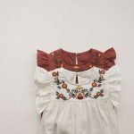 【66-90cm】ロンパース ベビー フリル袖 花刺繍 - 画像 (7)