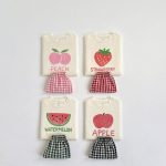 【80-130cm】セットアップ キッズ服 フルーツ柄 トップス＆チェックショートパンツ - 画像 (3)