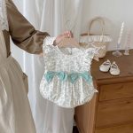 【66-90cm】ロンパース ベビー 花柄 ダブル蝶結び - 画像 (7)