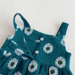 【66-100cm】セットアップ ベビー服 女の子 フラワーキャミトップス＆ショートパンツ - 画像 (8)