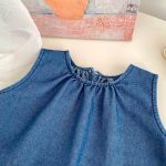 【73-120cm】セットアップ ベビー 女の子 デニムトップス＆パンツ ノースリーブ - 画像 (8)