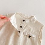 【73-100cm】セットアップ トップス＆ショートパンツ 無地 ノースリーブ - 画像 (9)