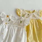 【66-90cm】ロンパース ベビー 花柄 刺繍 フリルデザイン - 画像 (8)
