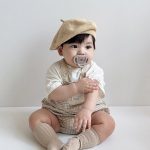 【66-90cm】セットアップ ベビー チェックサロペットロンパース＆半袖Tシャツ - 画像 (5)