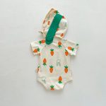 【66-90cm】ロンパース＆帽子 ベビー キュート ウサギ にんじん柄 - 画像 (4)