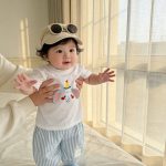 【80-120cm】セットアップ ゾウ柄 シャツ＆ストライプパンツ - 画像 (6)