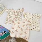 【66-100cm】セットアップ ベビー フリル袖トップス＆レースショートパンツ - 画像 (4)