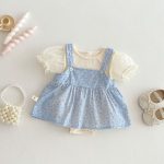 【66-90cm】セットアップ ベビー パフスリーブ ロンパース&キャミソール - 画像 (3)