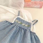 【73-120cm】デニムセットアップ  ベビー 女の子 フラワー 刺繍 - 画像 (10)
