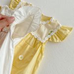 【66-90cm】ロンパース ベビー 花柄 刺繍 フリルデザイン - 画像 (10)