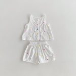 【66-100cm】セットアップ ベビー カラフルハート刺繍 - 画像 (4)