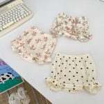 【66-100cm】セットアップ ベビー フリル袖トップス＆レースショートパンツ - 画像 (5)