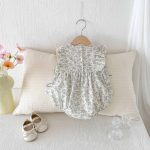 【66-90cm】ロンパース ベビー 花柄 ダブル蝶結び - 画像 (6)