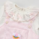 【66-100cm】セットアップ ベビー チェック サロペットロンパース＆Tシャツ - 画像 (8)