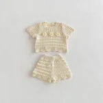 【73-110cm】セットアップ ベビー 女の子フラワー透かし編み - 画像 (8)