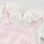 【66-100cm】セットアップ ベビー チェック サロペットロンパース＆Tシャツ - 画像 (6)