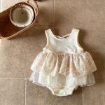 【73-90cm】ロンパース ベビー 小花柄 チュール - 画像 (2)