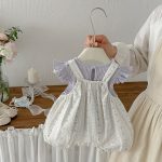【66-90cm】セットアップ Tシャツ＆サロペット ベビー 小花柄 フリルスリーブ - 画像 (3)