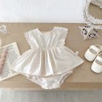 【66-90cm】ロンパース ベビー おしゃれ フリル 花刺繡 - 画像 (9)