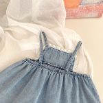 【73-120cm】デニムセットアップ  ベビー 女の子 フラワー 刺繍 - 画像 (12)