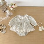 【66-90cm】ロンパース ベビー 女の子 丸襟 小花柄 - 画像 (5)