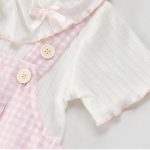 【66-100cm】セットアップ ベビー チェック サロペットロンパース＆Tシャツ - 画像 (9)