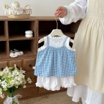【73-110cm】セットアップ ブルーチェック トップス＆パンツ - 画像 (10)