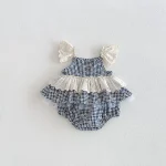 【66-90cm】ロンパース ベビー 女の子 キャミ チェク - 画像 (4)