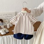 【73-100cm】シャツ or デニムショートパンツ ベビー 男の子 韓国風 ストライプ - 画像 (7)