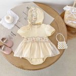【66-90cm】ロンパース&帽子 ベビー 女の子 クリーム ワンピース風 - 画像 (8)