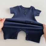 【66-90cm】カバーオール ベビー 半袖 無地 ナチュラル - 画像 (12)