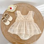 【66-100cm】ドレスロンパース ベビー フリル チュール - 画像 (4)