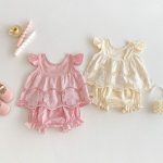 【73-100cm】セットアップ ベビー 女の子 刺繍 フリル - 画像 (5)