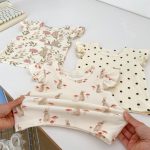 【66-100cm】セットアップ ベビー フリル袖トップス＆レースショートパンツ - 画像 (9)